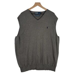 Polo Ralph Lauren Sweater Vest 2XLT V Neck Knit Pima Cotton Pullover Golf Pony